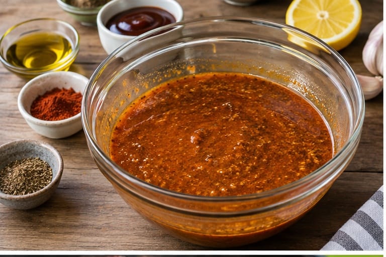 Homemade BBQ chicken marinade with spices